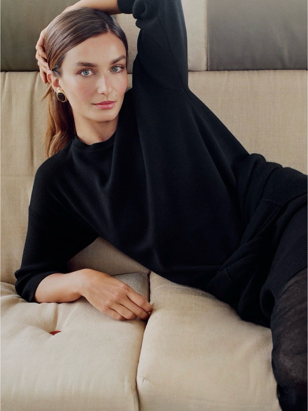 Anthropologie Pilcro Alani 100% Cashmere Mock Neck Sweater Black Small NWT
